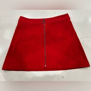Zara Red Suede Mini Skirt with Zipper
